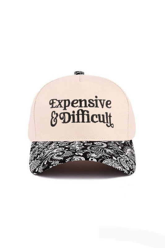"Expensive & Difficult" Canvas Cap-Paisley Black-Cute-Trendy-Shop-Womens-Boutique-Clothing-Store