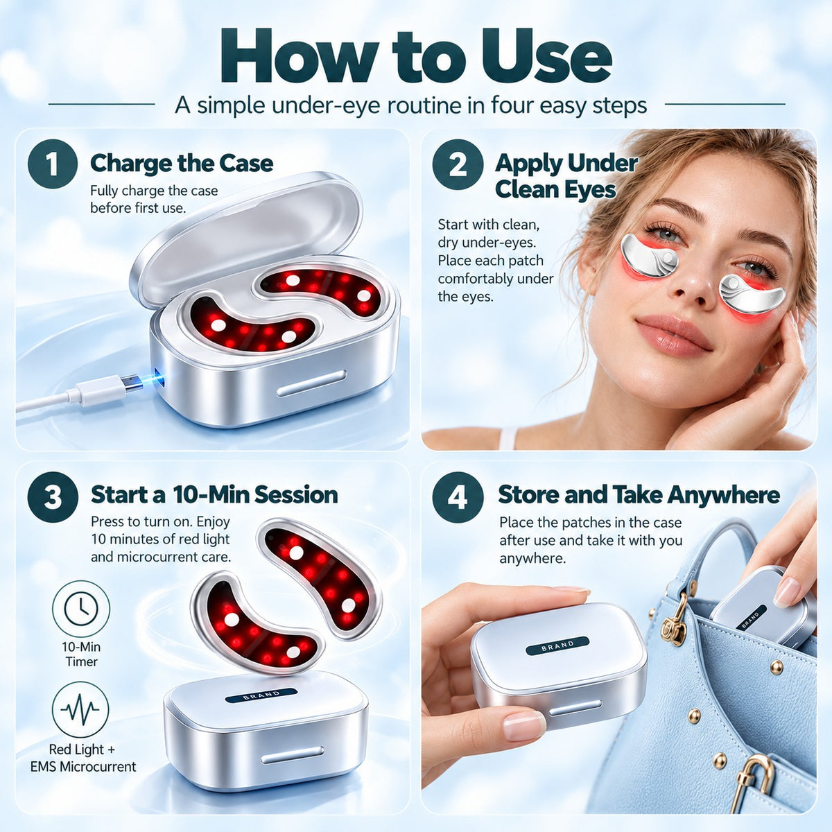 🔥 Limited-Time Sale – Wireless Red Light Under-Eye Patches with LED & EMS Microcurrent Technology + Rechargeable Case