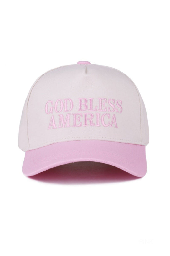 "God Bless America" Cap-Lt. Pink-Cute-Trendy-Shop-Womens-Boutique-Clothing-Store