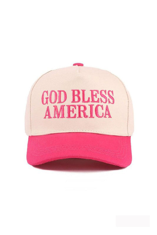 "God Bless America" Cap-Fuchsia-Cute-Trendy-Shop-Womens-Boutique-Clothing-Store
