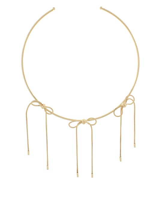 Gold Triple Bow Open Statement Choker