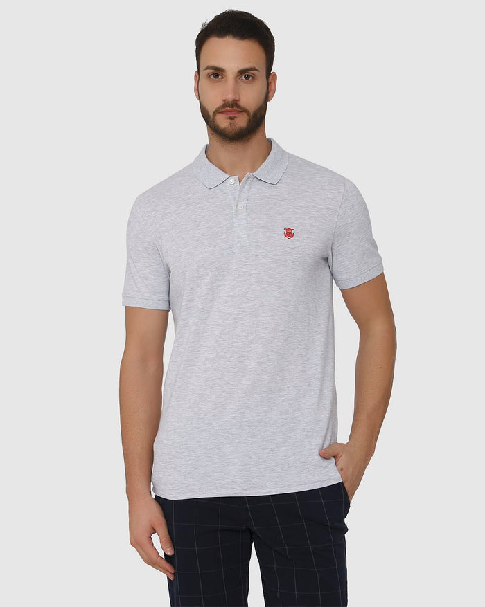 Grey Slim Fit Polo Neck T-Shirt