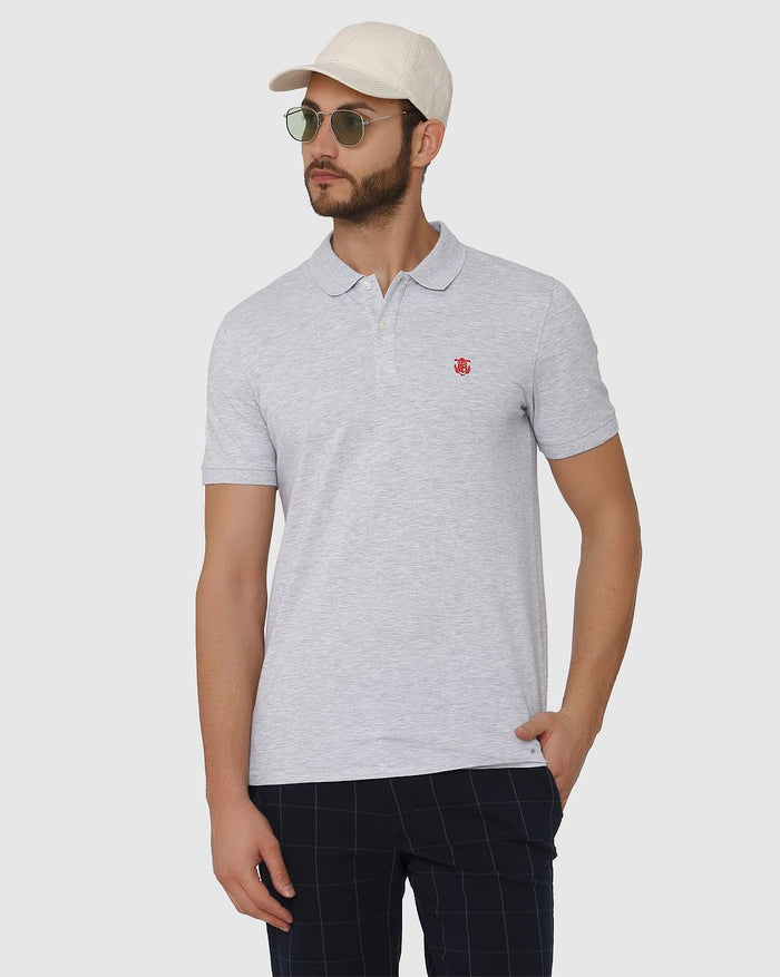 Grey Slim Fit Polo Neck T-Shirt