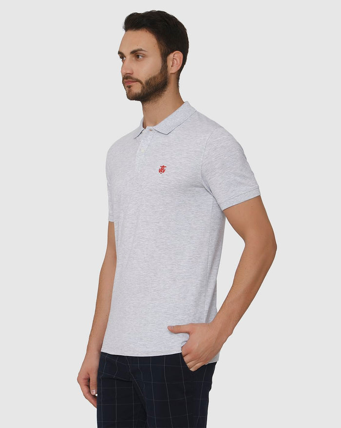 Grey Slim Fit Polo Neck T-Shirt