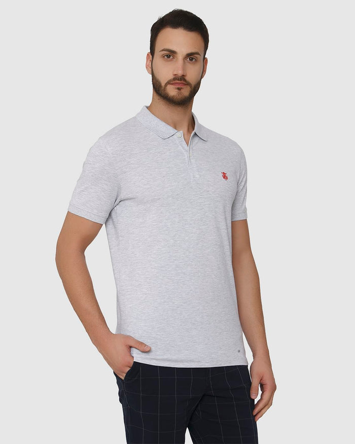 Grey Slim Fit Polo Neck T-Shirt