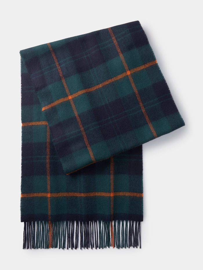 Aubin Khaki Orange Check Hamilton Wool Scarf | Scarf