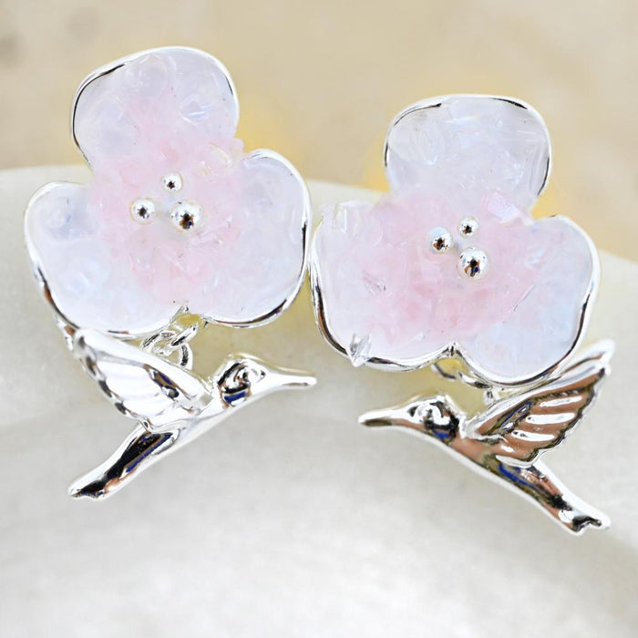 Hummingbird Bloom Stud Pink