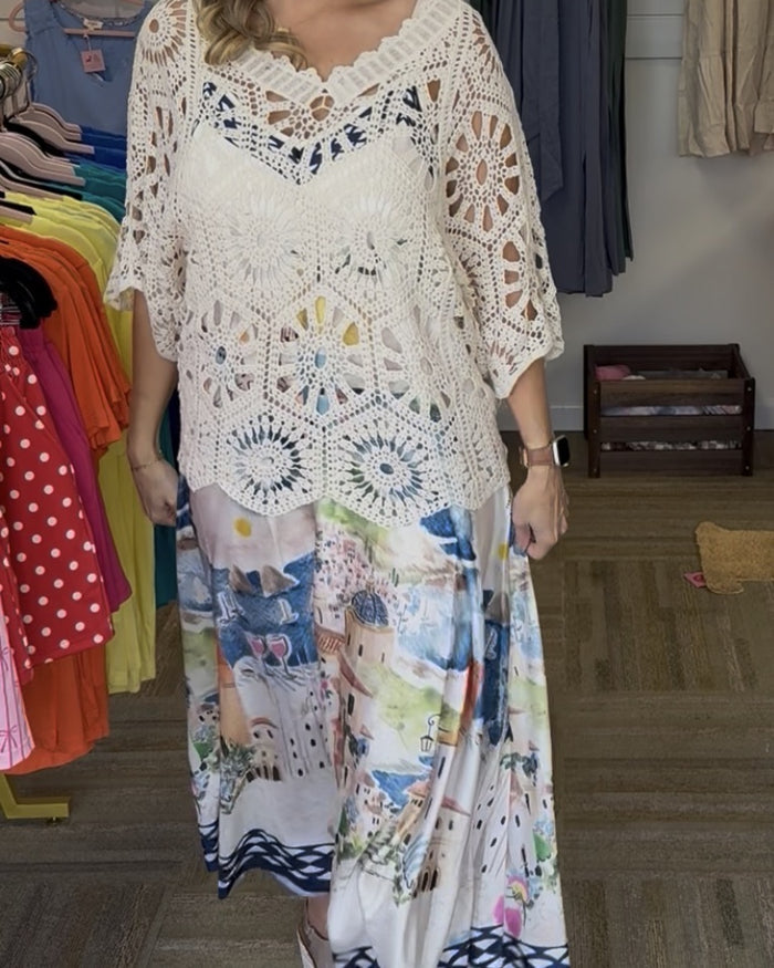 Italian-Made Cream Crochet Lace Top – Effortless Boho Chic