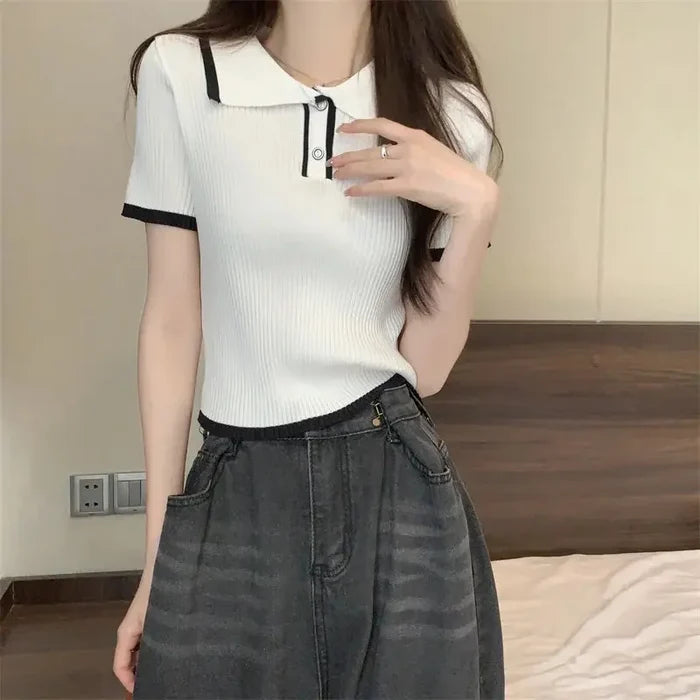 Korean Knitted T-shirt Top fashionnsio