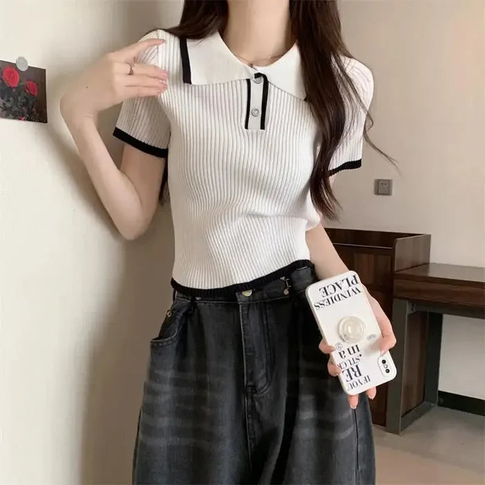 Korean Knitted T-shirt Top fashionnsio