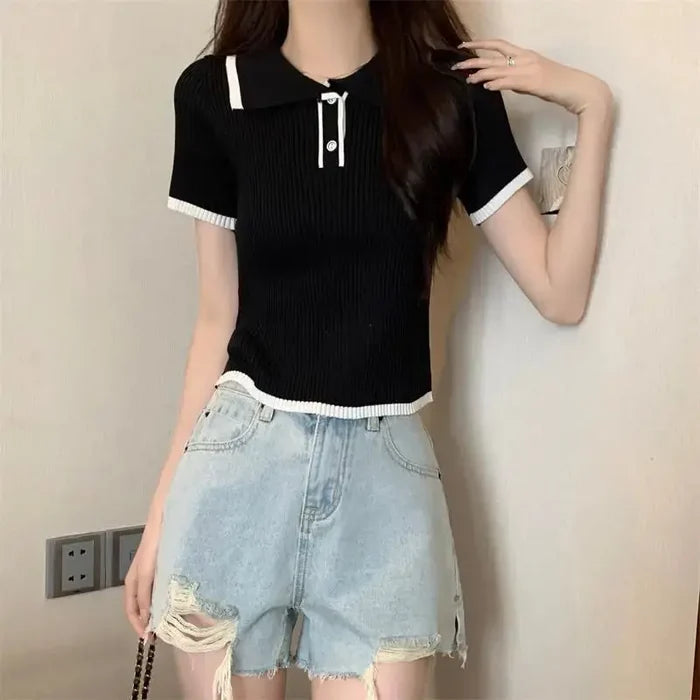 Korean Knitted T-shirt Top fashionnsio