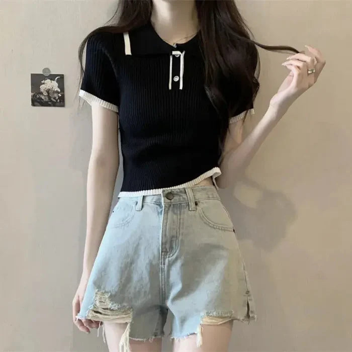 Korean Knitted T-shirt Top fashionnsio