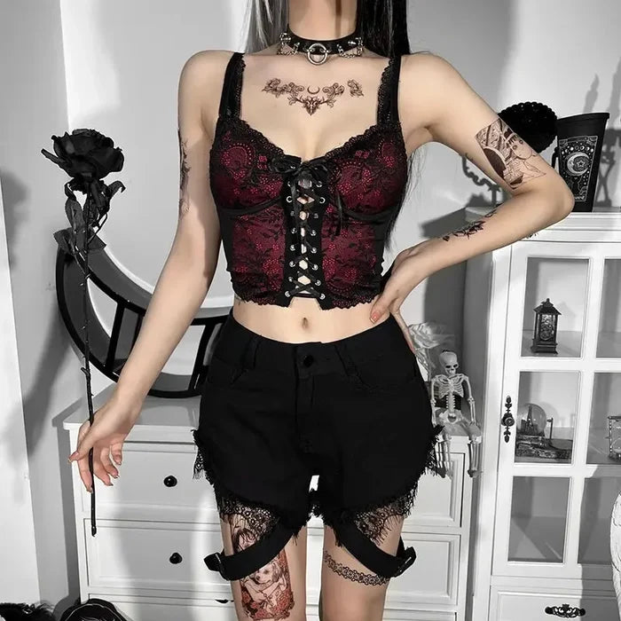 Lace Up Printed Corset Top fashionnsio
