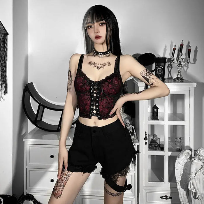 Lace Up Printed Corset Top fashionnsio