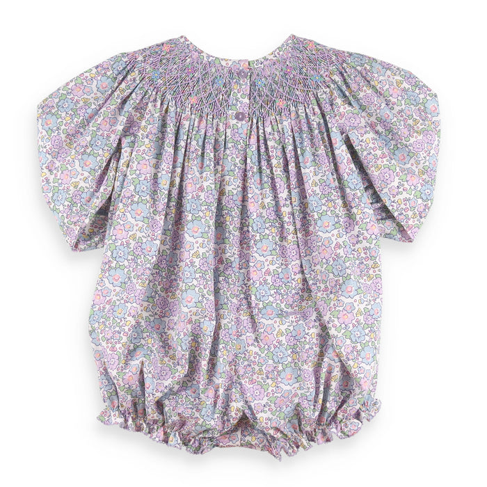 Back view of Lavender Smocked Bubble Back