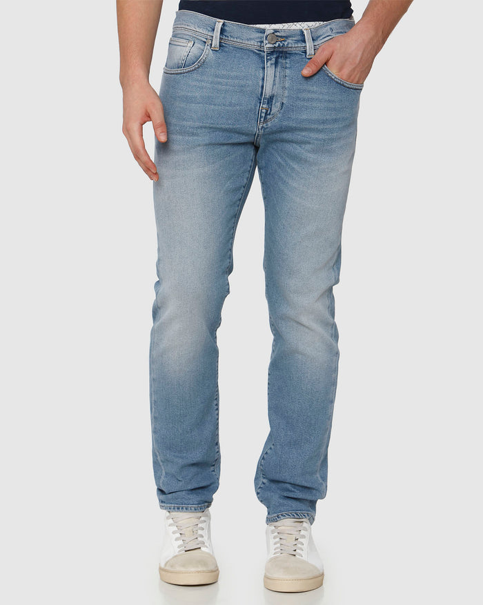 Light Blue Mid Rise Light Fade Leon Slim Fit Jeans