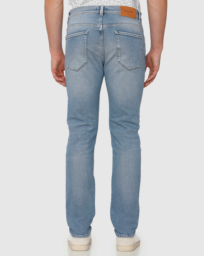 Light Blue Mid Rise Light Fade Leon Slim Fit Jeans
