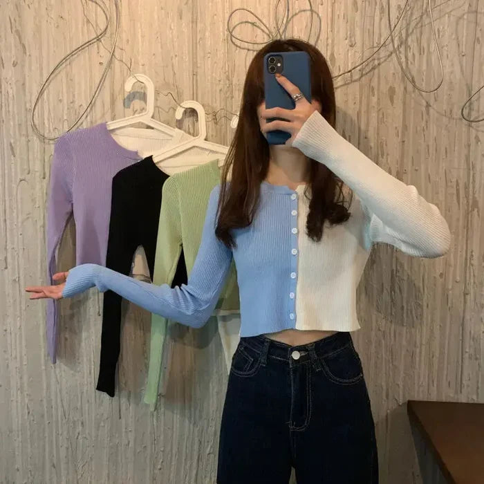 Long Sleeve Knitted Top/Cardigan fashionnsio