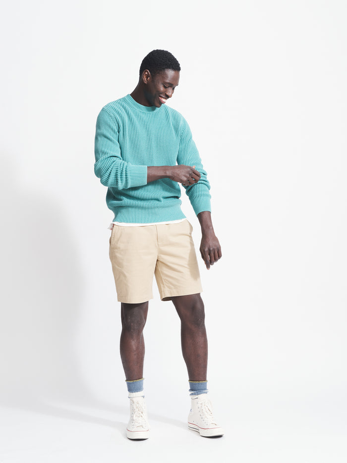 Aubin Dark Teal Martin Ribbed Crew | Crew Neck