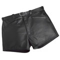 Men Cool Fashion Real Sheepskin Black Leather Shorts Leather Outlet