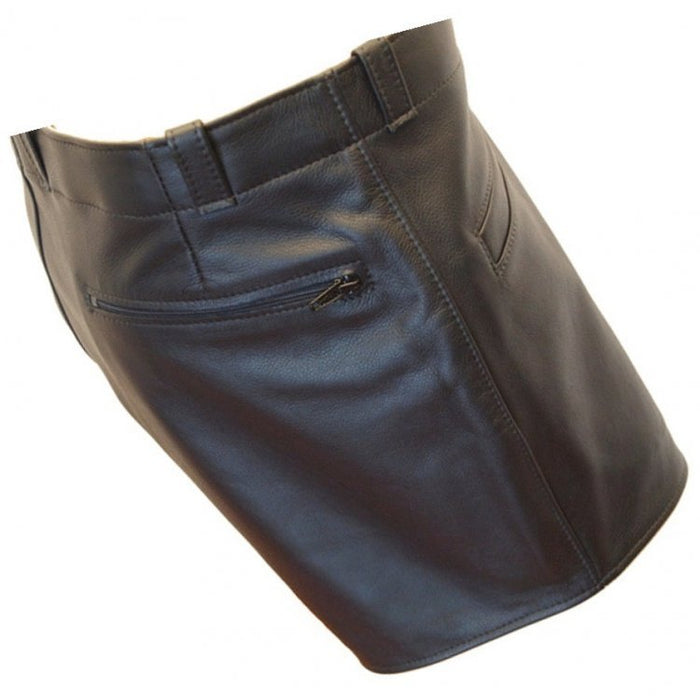 Men Cool Fashion Real Sheepskin Black Leather Shorts Leather Outlet