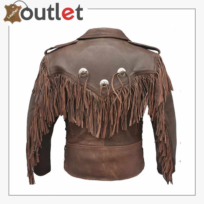 Mens Moto Brown Leather Jacket