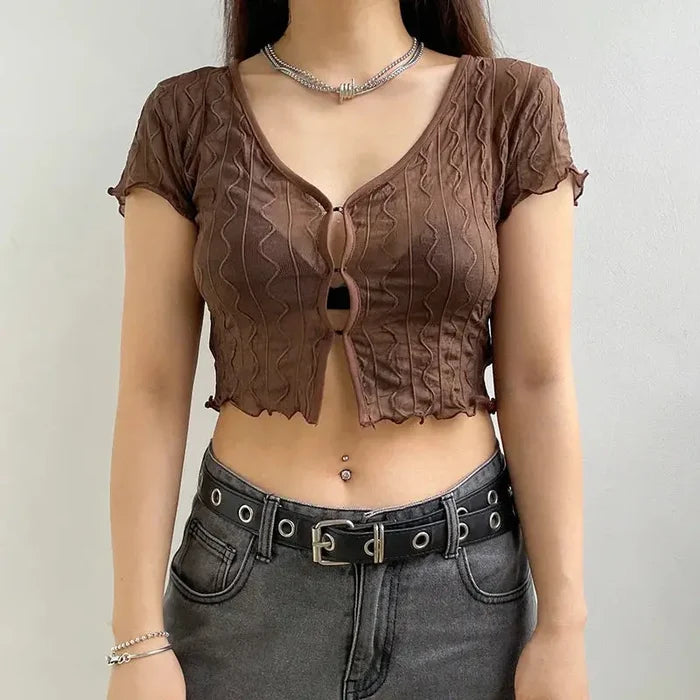 Mesh Crop Top/Cardigan fashionnsio