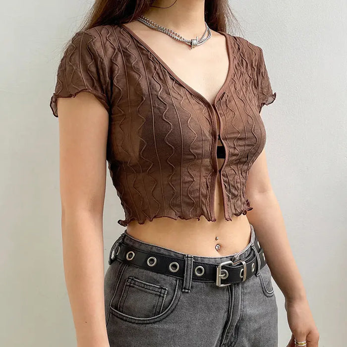 Mesh Crop Top/Cardigan fashionnsio