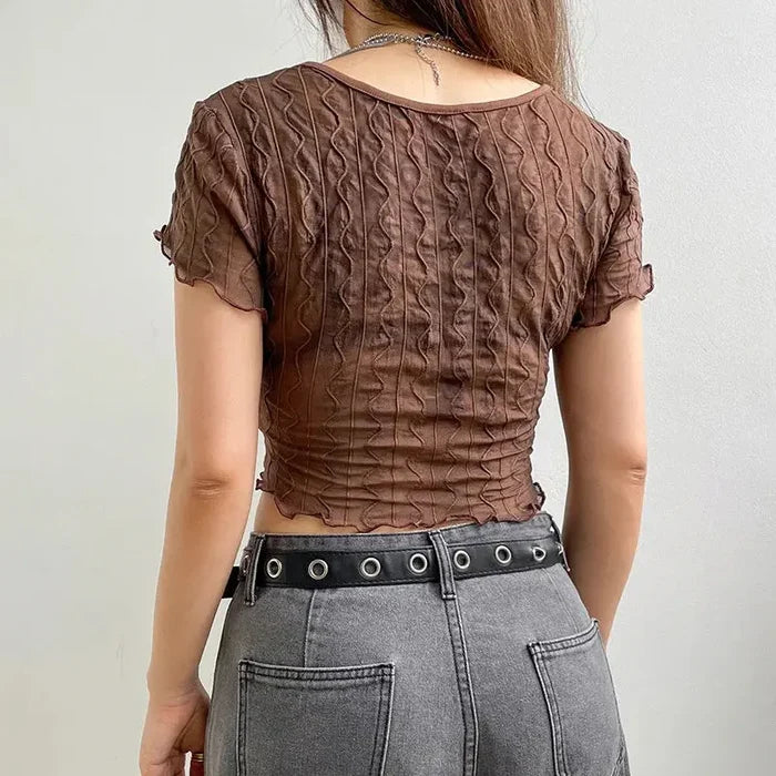 Mesh Crop Top/Cardigan fashionnsio