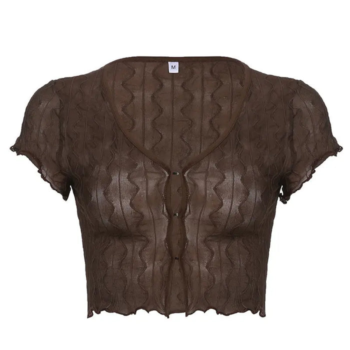 Mesh Crop Top/Cardigan fashionnsio