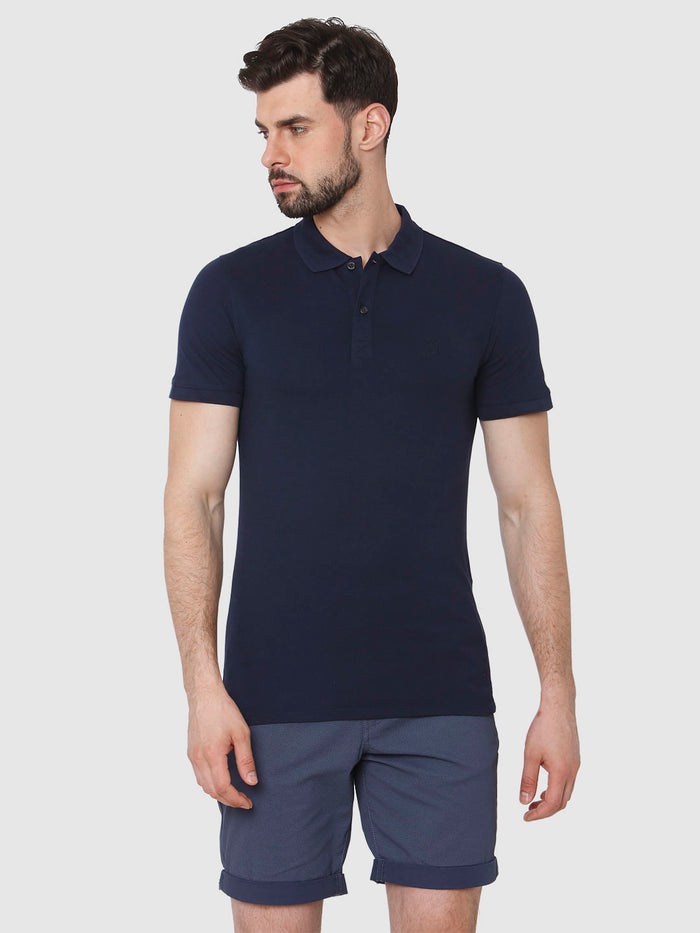 Navy Blue Polo Neck T-Shirt