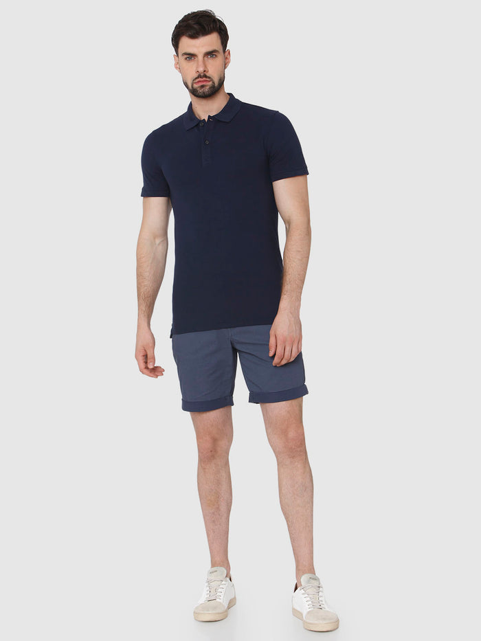 Navy Blue Polo Neck T-Shirt