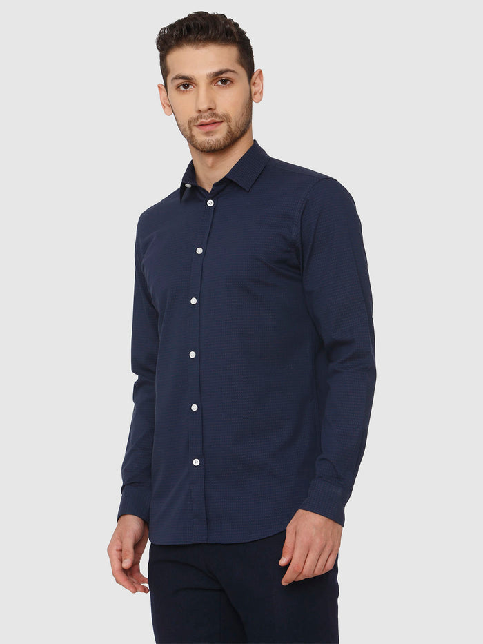 Navy Blue Slim Fit Formal Shirt