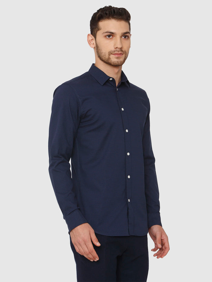 Navy Blue Slim Fit Formal Shirt