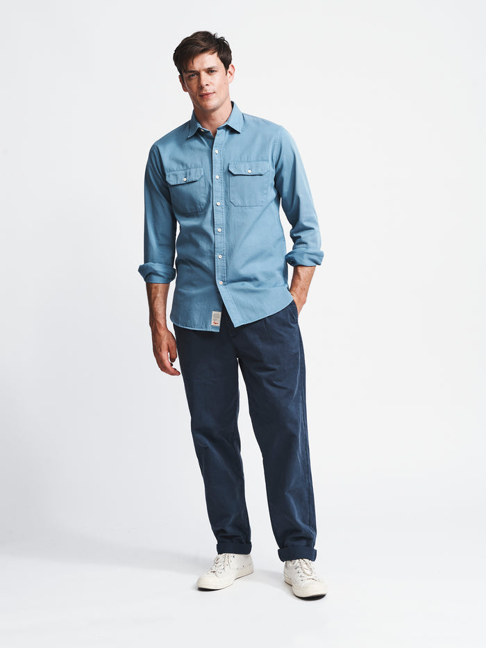 Aubin Airforce Blue Normanby Shirt | Overshirt