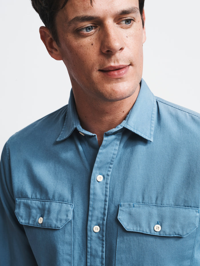 Aubin Airforce Blue Normanby Shirt | Overshirt