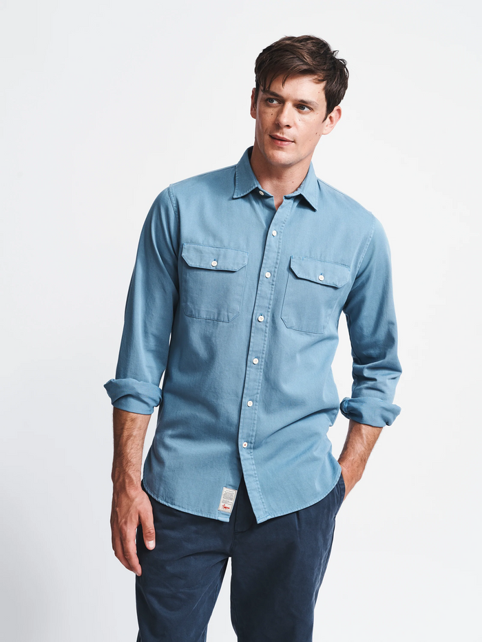 Aubin Airforce Blue Normanby Shirt | Overshirt