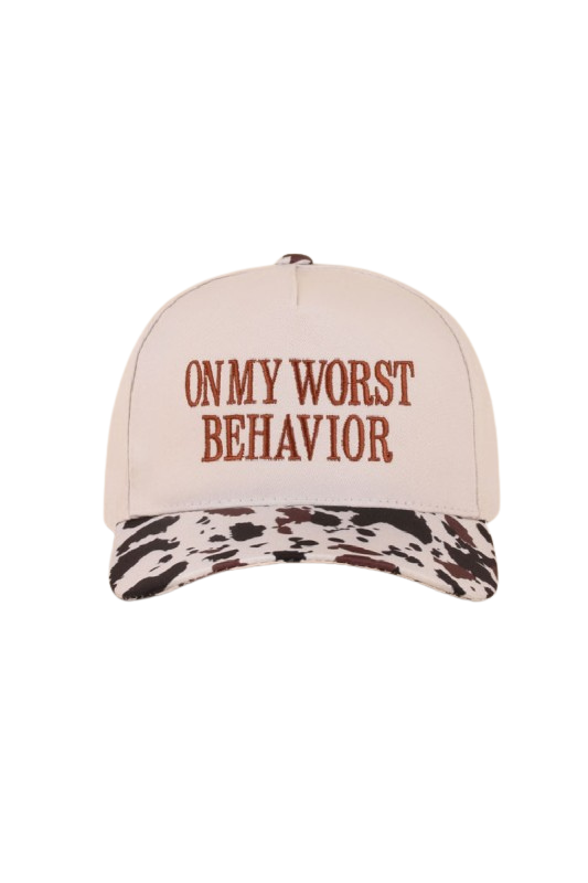 "On my worst behavior" Cap-Cow-Cute-Trendy-Shop-Womens-Boutique-Clothing-Store