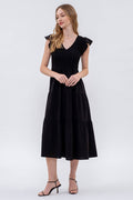 Onyx Flutter Sleeve Dress