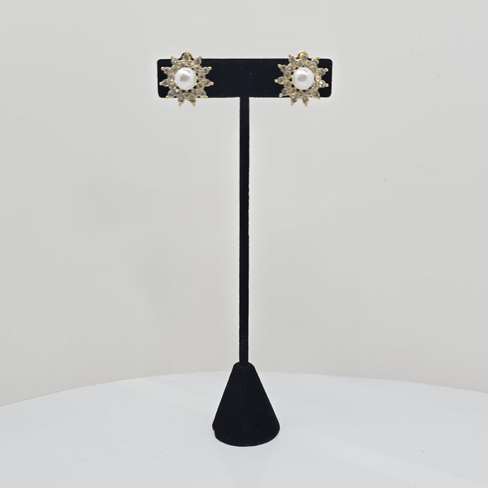 Pearl & Crystal Starburst Clip-On Earrings  Addie Grace Boutique