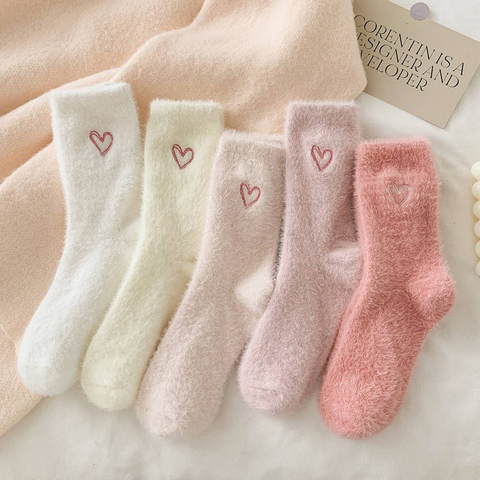 Pink Heart Fluffy Socks - Adored A Lovely Boutique