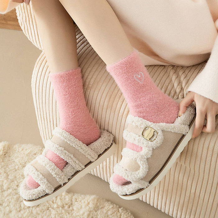 Pink Heart Fluffy Socks - Adored A Lovely Boutique