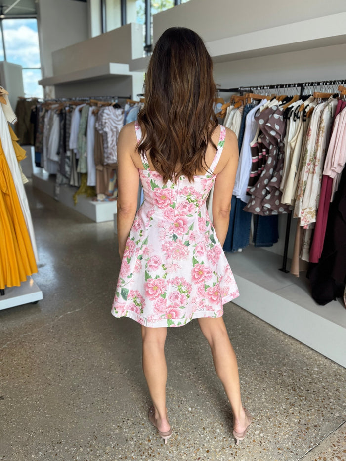 Pink Petal Whitney Floral Linen Dress - Amor Lafayette