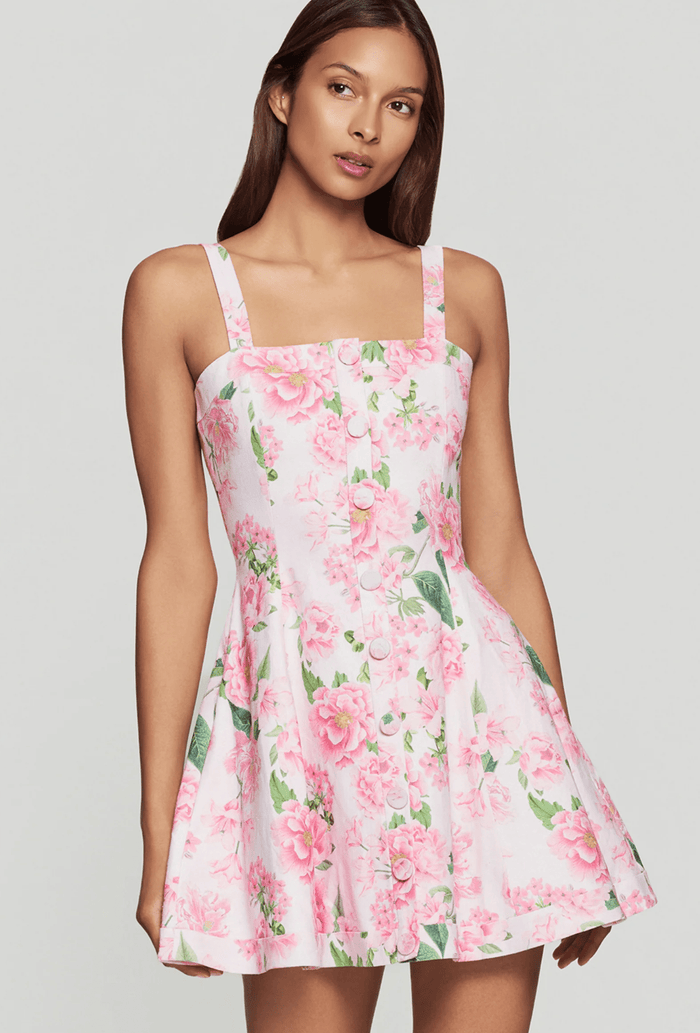 Pink Petal Whitney Floral Linen Dress - Amor Lafayette