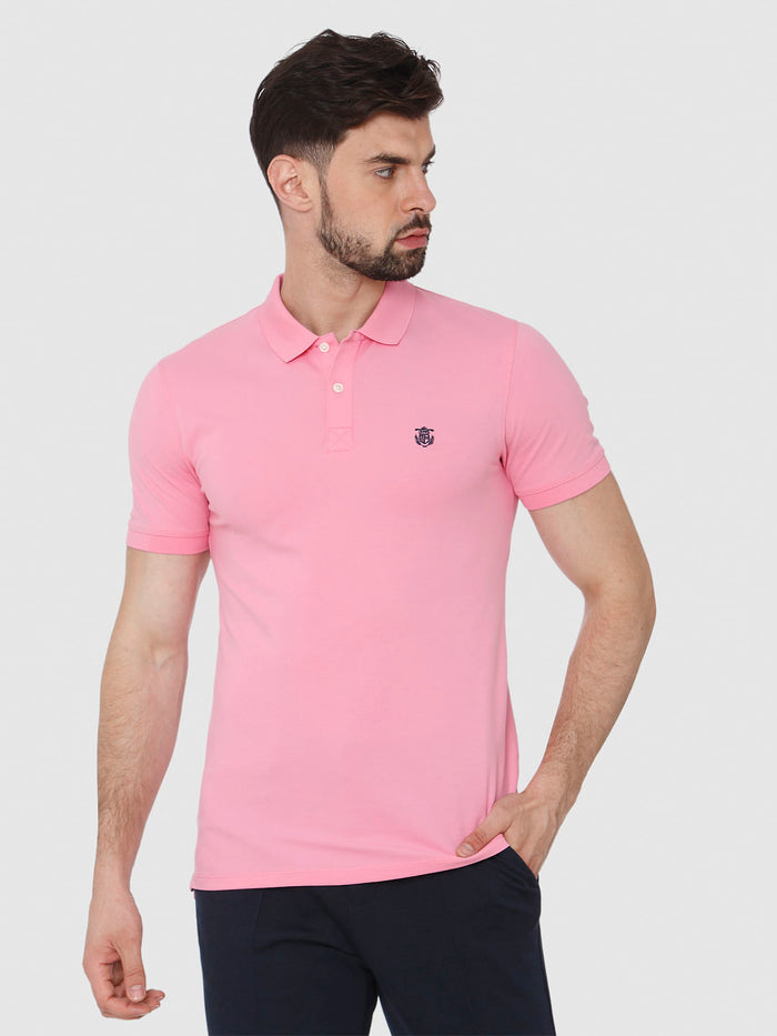 Pink Polo Neck T-Shirt