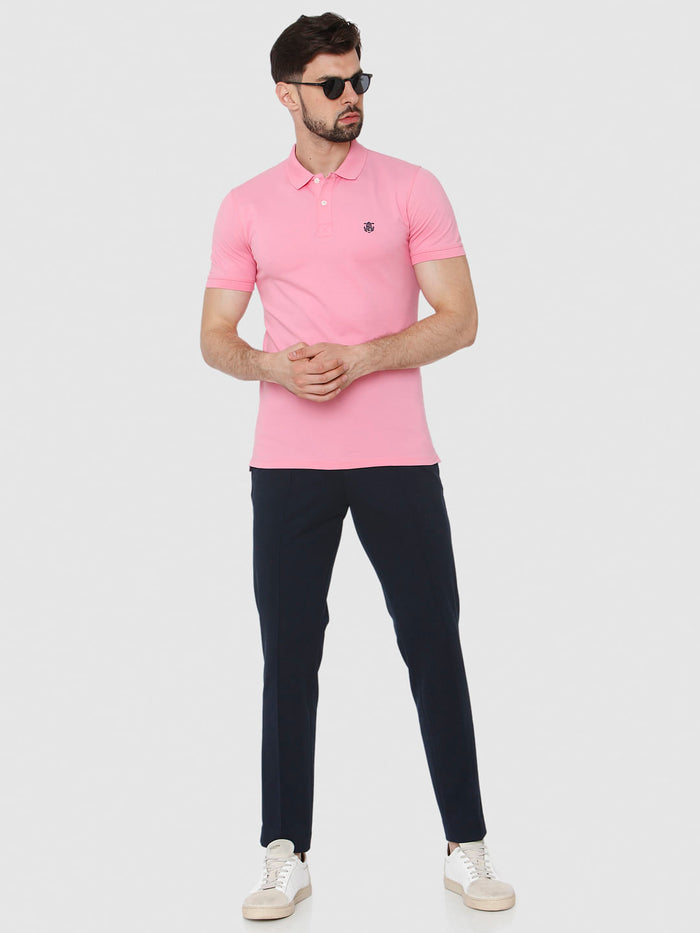 Pink Polo Neck T-Shirt