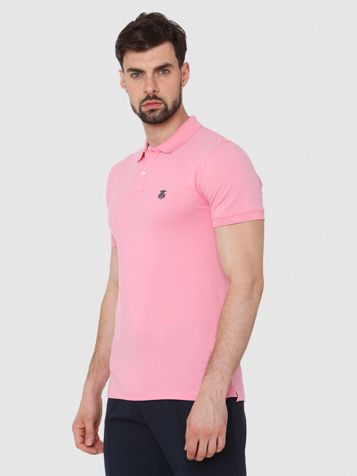 Pink Polo Neck T-Shirt