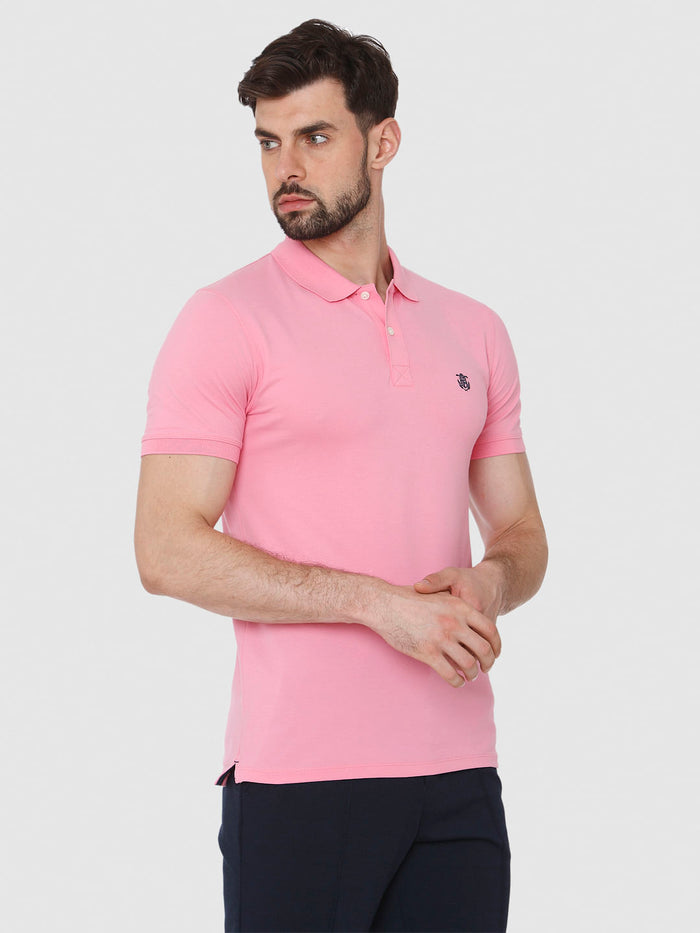 Pink Polo Neck T-Shirt