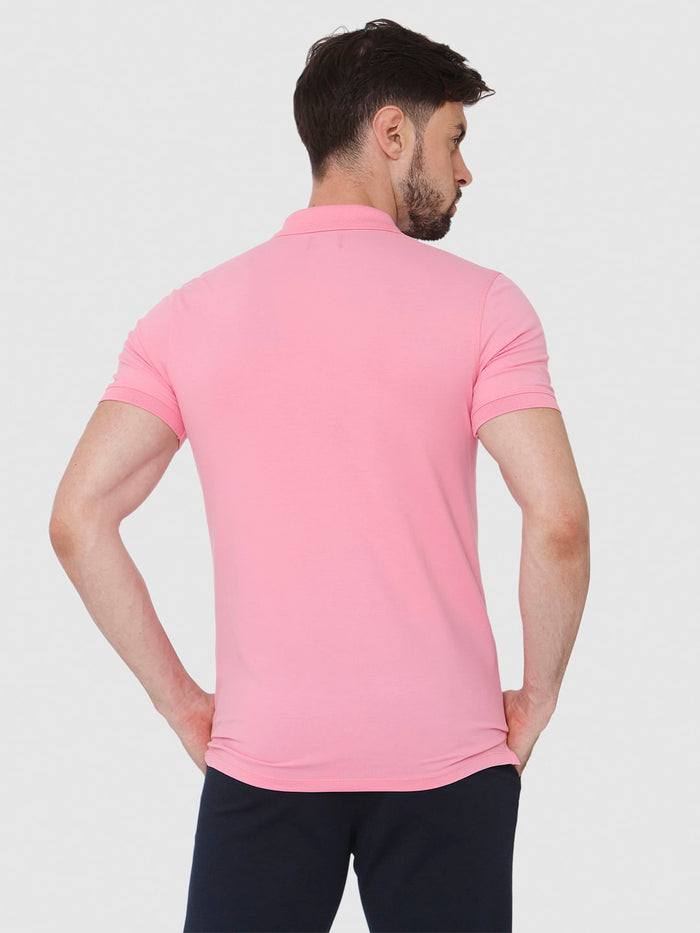 Pink Polo Neck T-Shirt