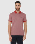 Red Contrast Tipping Polo Neck T-Shirt
